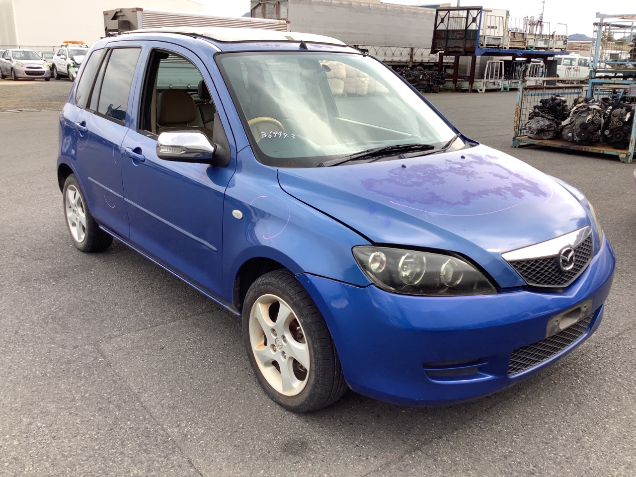 デミオ DY3W 右 フェンダー 25E 青 オーバーフェンダー デミオ DE DJ DY 汎用 80mm PU製 マツダ